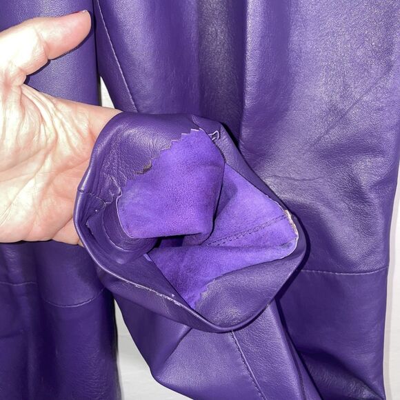 Vintage Purple Leather Pants High Rise Tapered India Bold 80s 90s Size 32 Makart - Picture 4 of 12